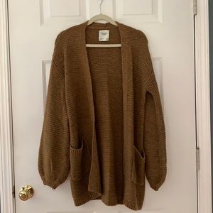 Abercrombie & Fitch Brown Balloon-Sleeved Caridigan
